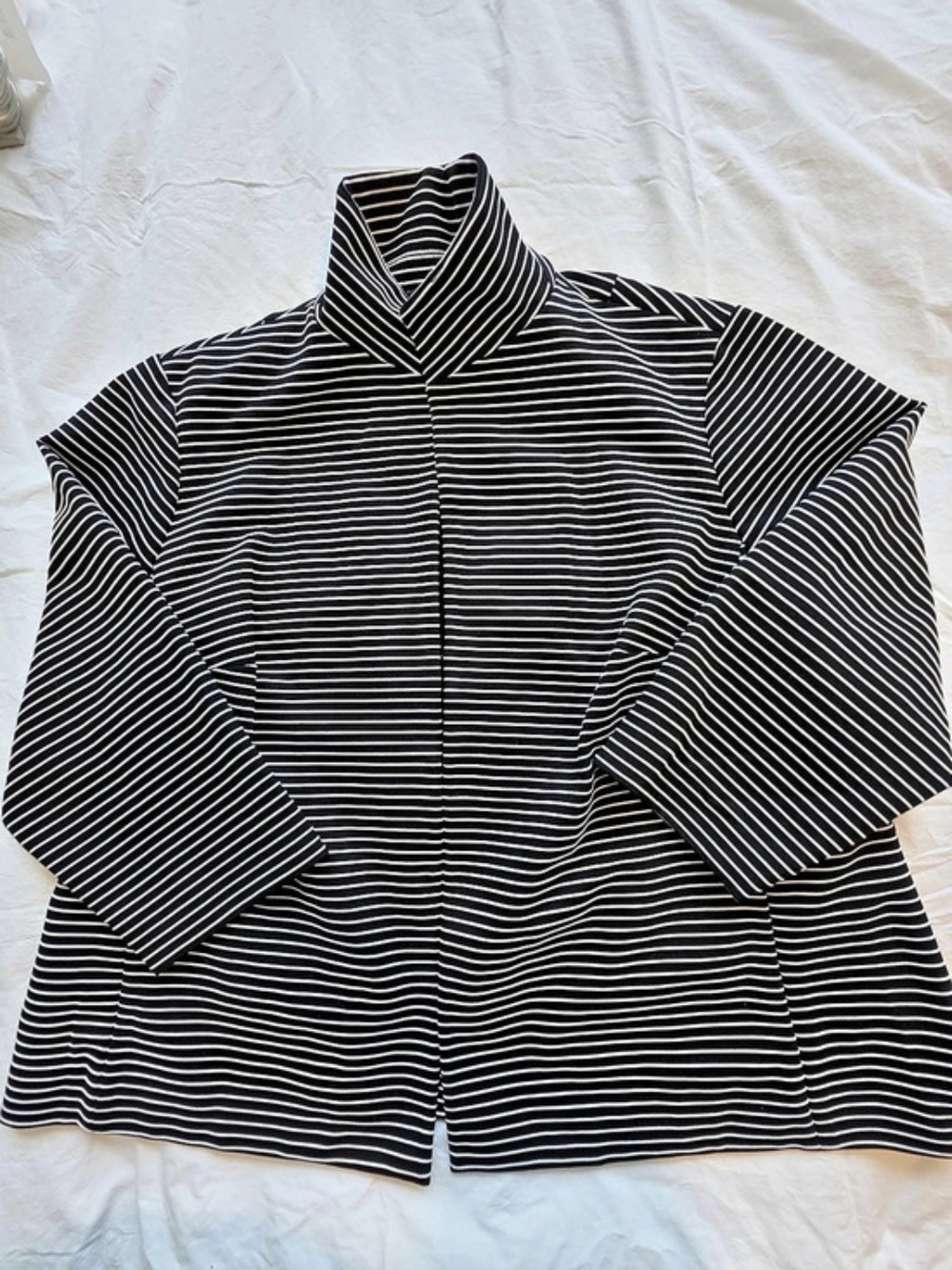 Lafayette 148 New York Striped Zip Jacket in Black & White Size 2X